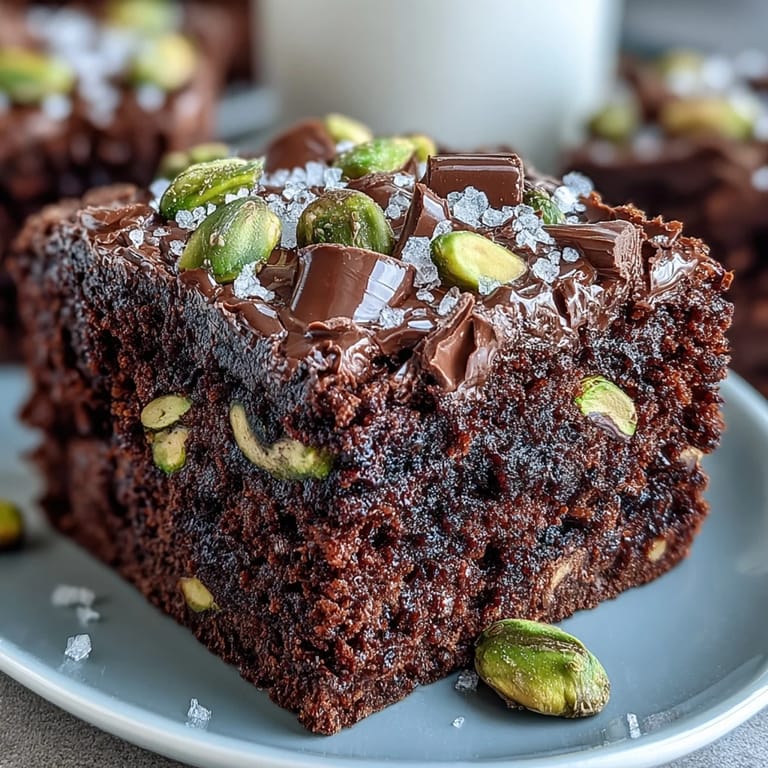 Dense squares of pistachio-chocolate snacking cake, studded with roasted nuts and dark chocolate, perfect for dessert or coffee breaks.