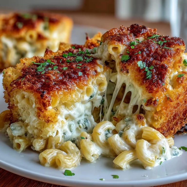 Decadent baked mac and cheese featuring a rich blend of four cheeses, topped with crispy panko and melted cheddar topping.