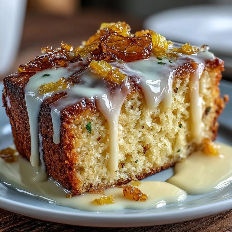Slice of zesty limoncello pound cake with bright lemon glaze dripping down the sides, served on a white plate with a fork. Rich, buttery texture and fragrant citrus aroma.  