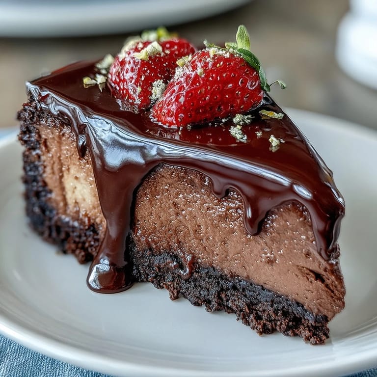 Luxurious mini cheesecake cups featuring smooth cream cheese filling, dark chocolate drizzle, and fresh strawberry halves for an elegant dessert.