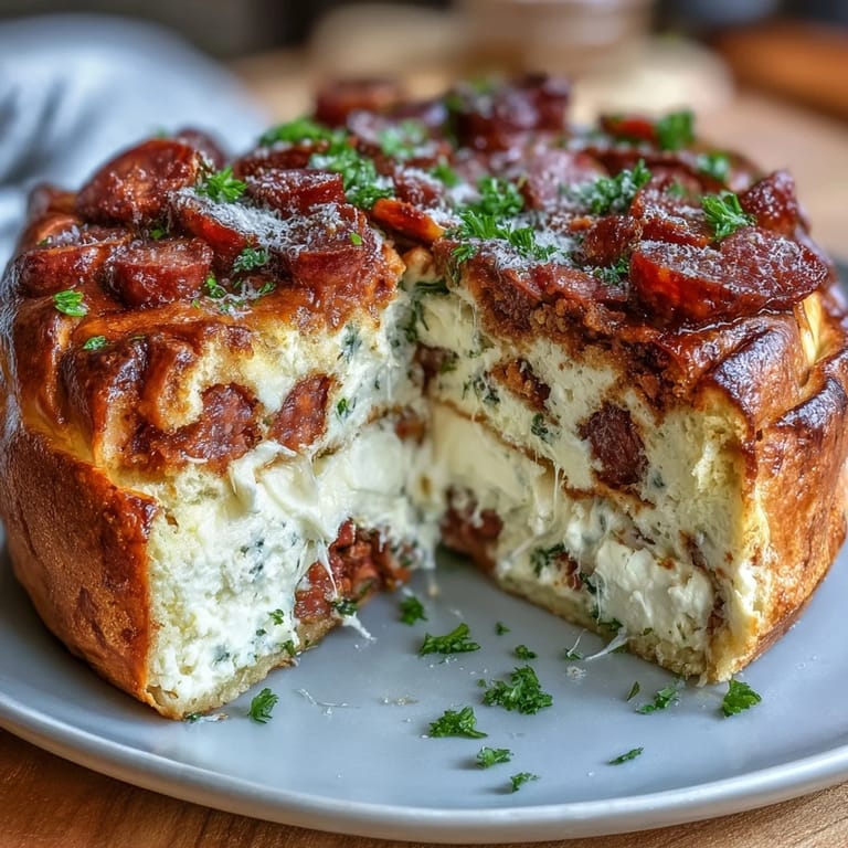 Classic Italian Easter Pie with ricotta, salami, and Parmigiano-Reggiano baked in a tender pastry crust, perfect for festive brunches.