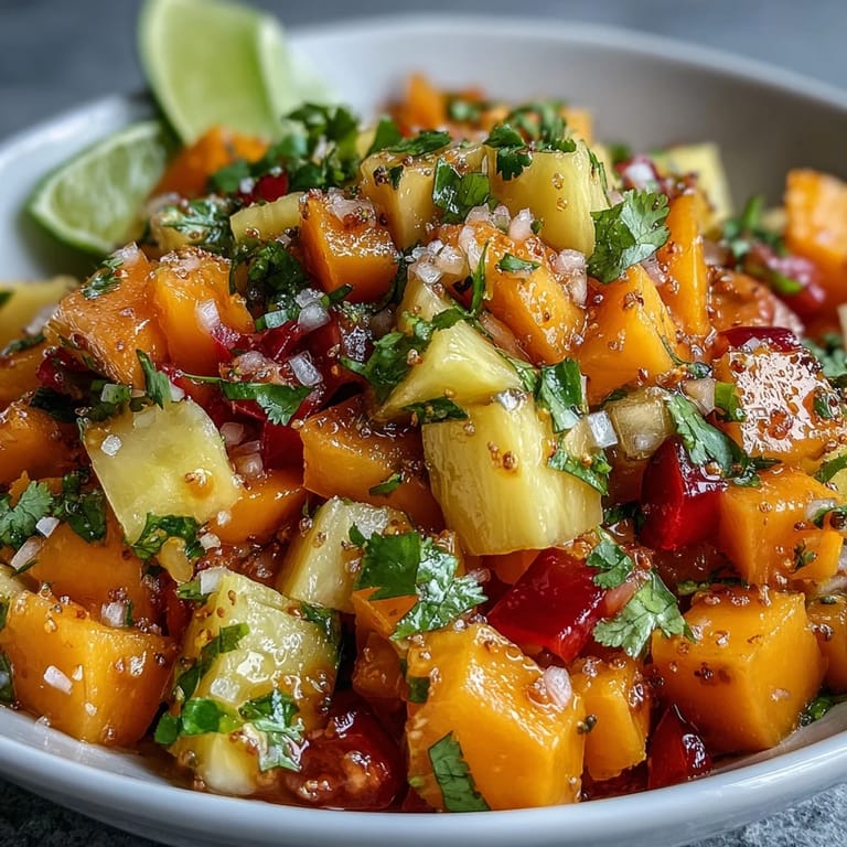 Fresh mango cubes tossed with lime juice and chili seasoning, served in cups for a quick, vibrant snack.