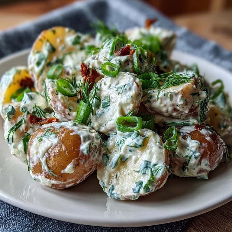 Vibrant Creamy Potato Salad Light, featuring tender potatoes and a tangy yogurt dressing.