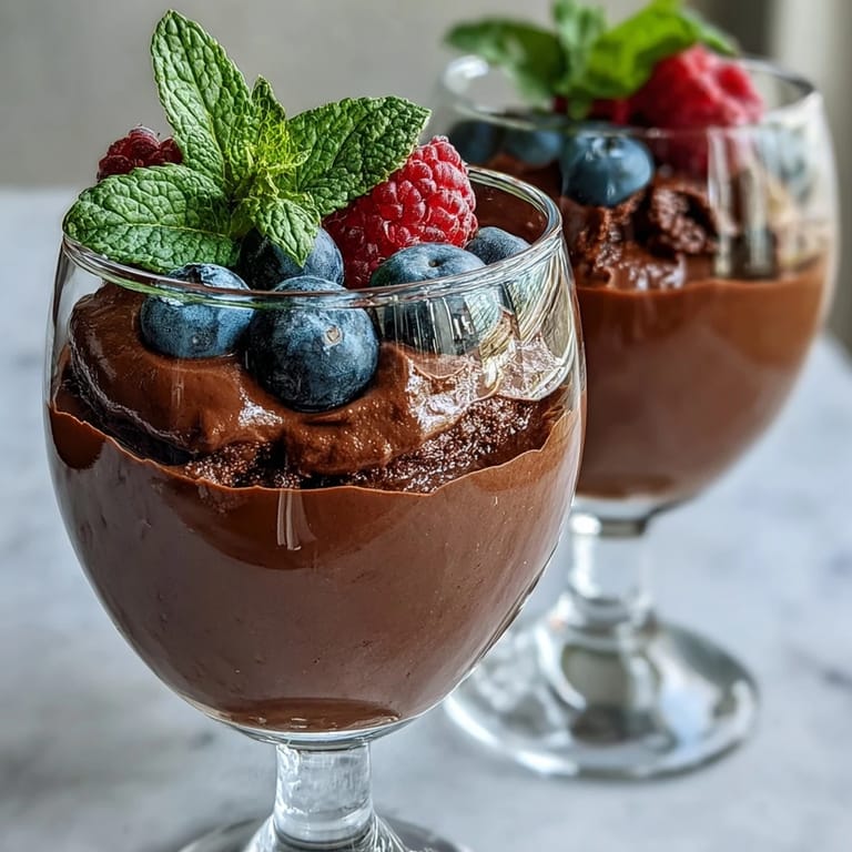 Gourmet light chocolate mousse, a visually stunning, guilt-free French indulgence.