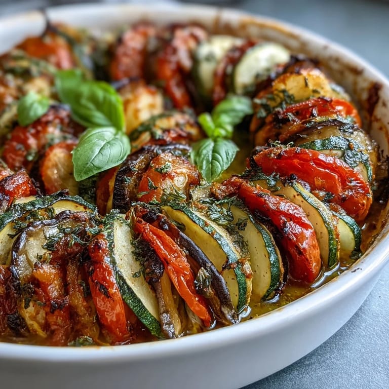 Golden brown, herby Classic French Vegetable Tian, a gorgeous, healthy vegetarian main course.