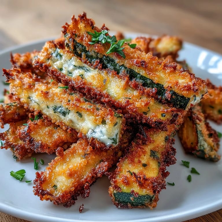 Delicious Parmesan zucchini fries, oven-baked and ready to dip in marinara sauce.