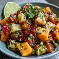 Vibrant mango fruit cups with lime and chili, a refreshing tropical snack perfect for summer gatherings.
