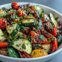 Colorful Fresh Ratatouille Salad with vibrant veggies and zesty vinaigrette.